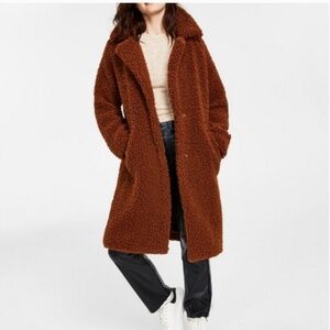 BCBGENERATION Top Notch Collar Teddy Coat